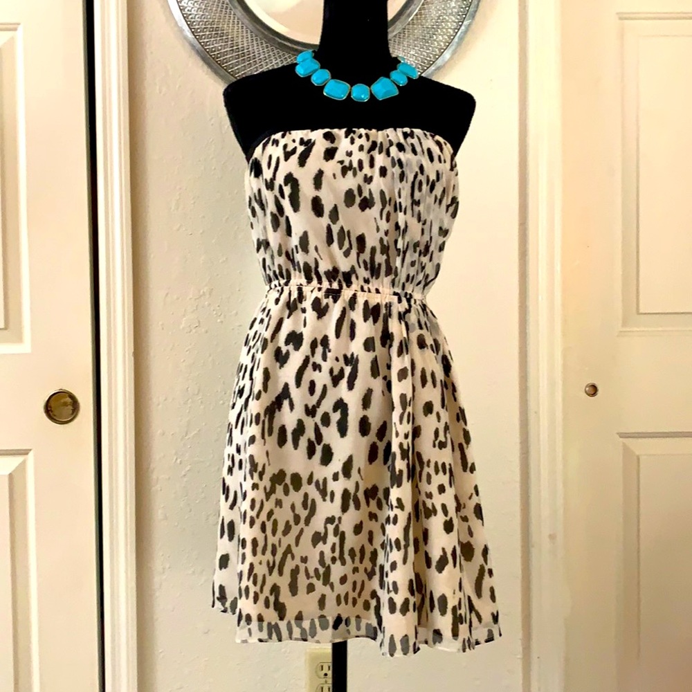 Rachel Roy Strapless Leopard Print Dress Medium